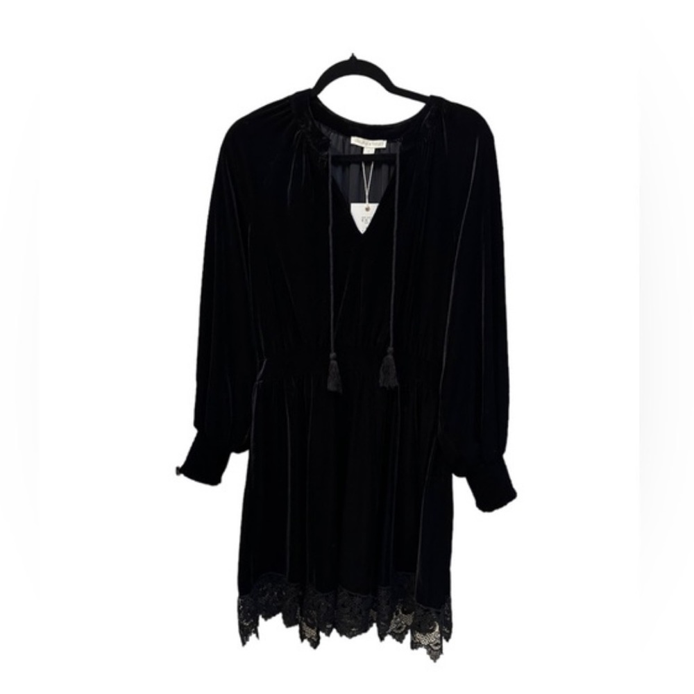 Chelsea and Violet lace trim black velvet dress - Picture 2 of 10